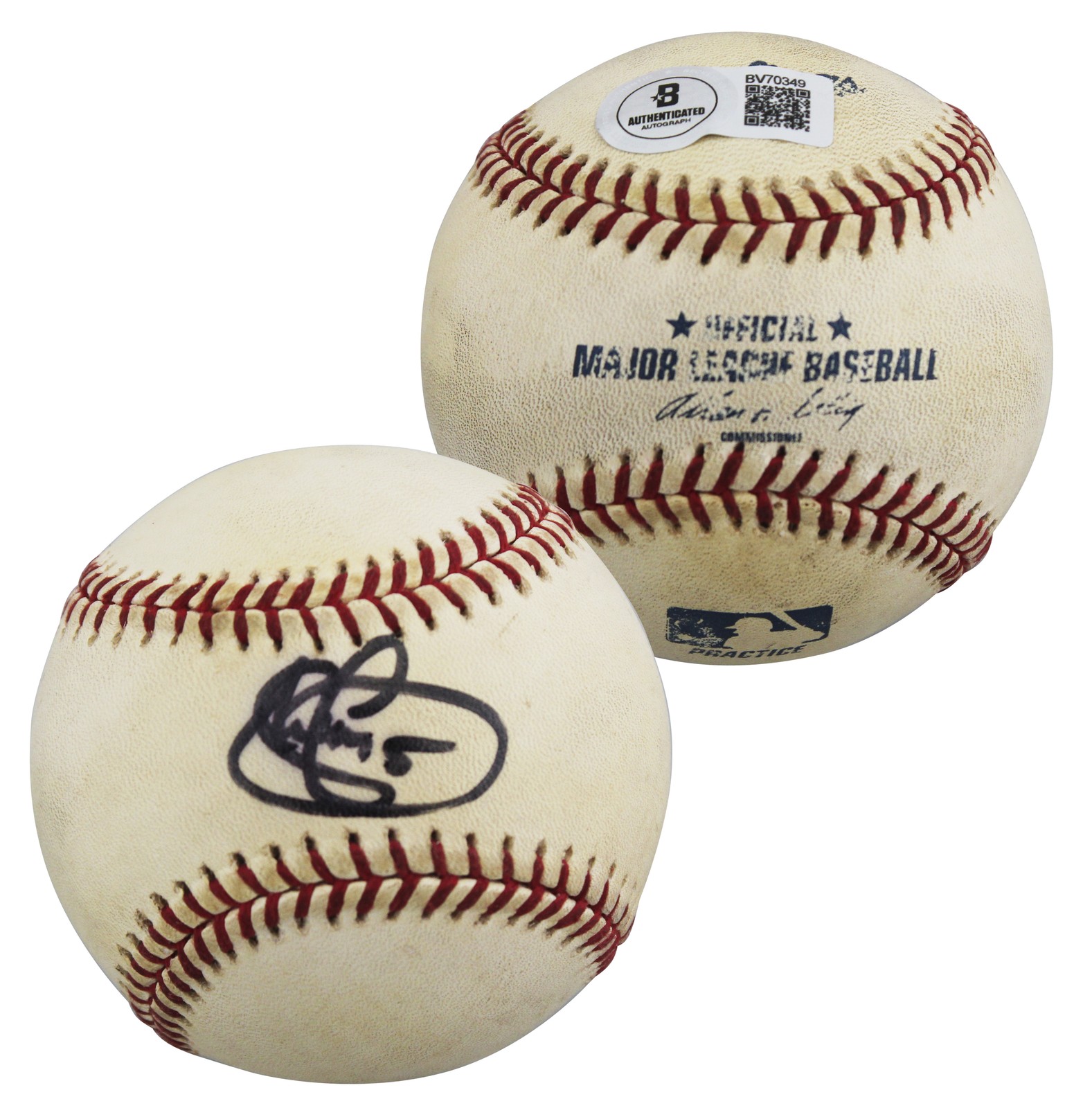 Blue Jays Shawn Green Signed Practice Used Allen Selig OML Baseball BAS #BV70349