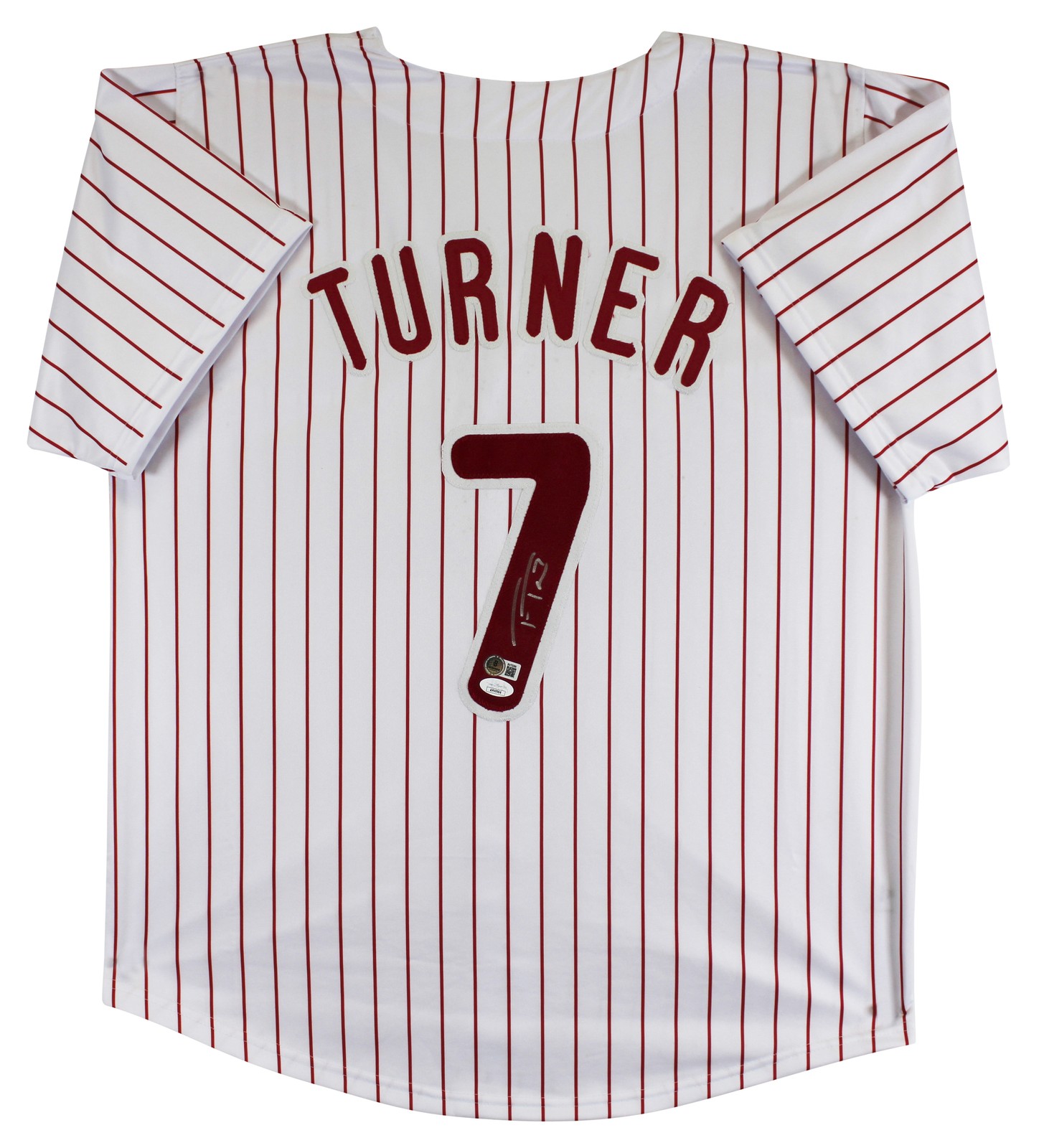 Trea Turner Authentic Signed White Pinstripe Pro Style Jersey BAS #BV70289