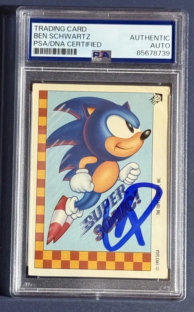 BEN SCHWARTZ SIGNED AUTO 1993 Topps Sonic the Hedgehog #12 Sega Genesis Card PSA