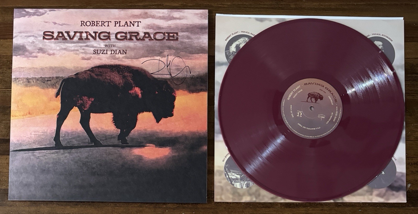 ROBERT PLANT LED ZEPPLIN SIGNED SAVING GRACE VINYL LP COVER BECKETT BAS COA AUTO