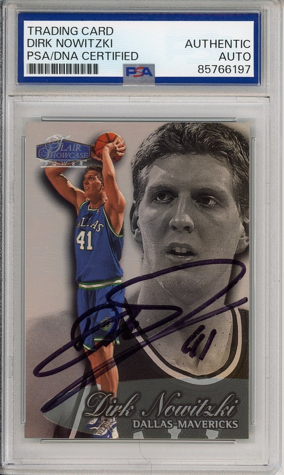 1998 Flair Showcase Dirk Nowitzki RC Rookie Card SIGNED PSA DNA COA AUTOGRAPH
