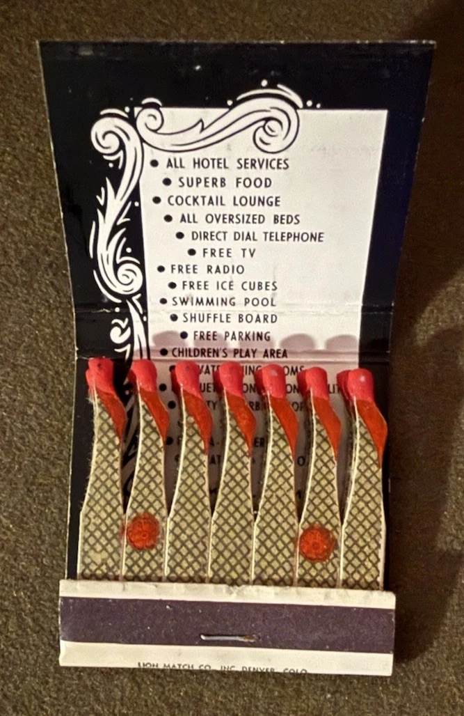 Cherry Creek Inn Denver Red Slipper Room Hotel FEATURE Matchbook FULL RARE
