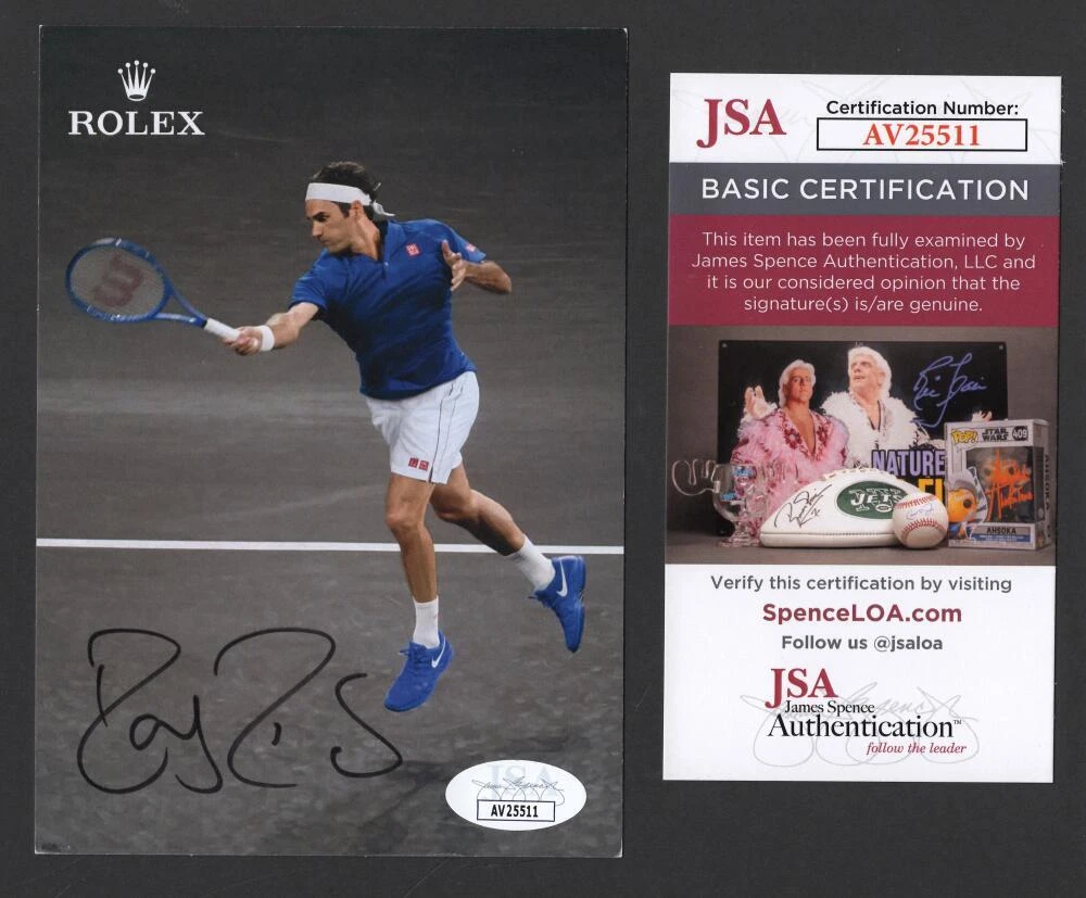 Roger Federer Signed Autograph 4x6 Photo Card - Wimbledon US Open Champ JSA COA
