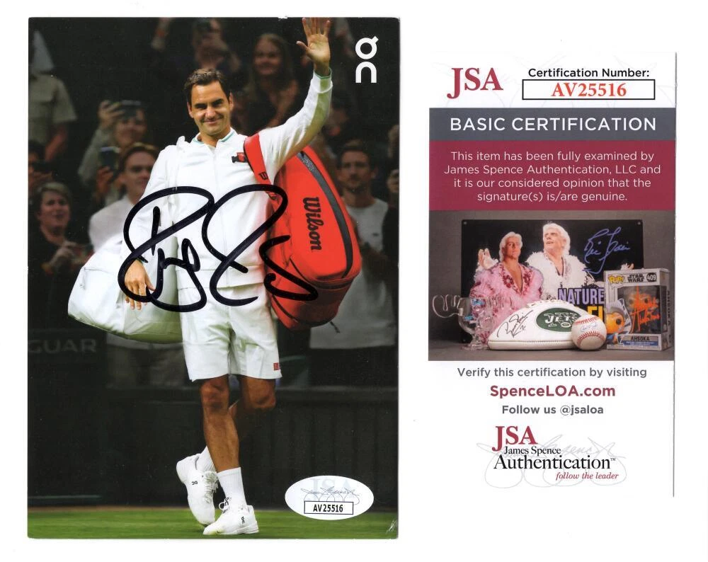 Roger Federer Signed Autograph 4x6 Photo Card - French US Open Champion JSA COA