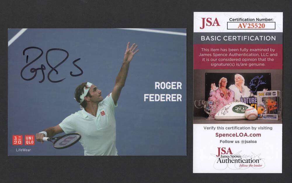 Roger Federer Signed Autograph 4x5.5 Photo Card - 8x Wimbledon Champion JSA COA
