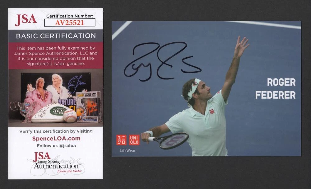 Roger Federer Signed Autograph 4x5.5 Photo Card - 5x US Open Champion w/ JSA COA