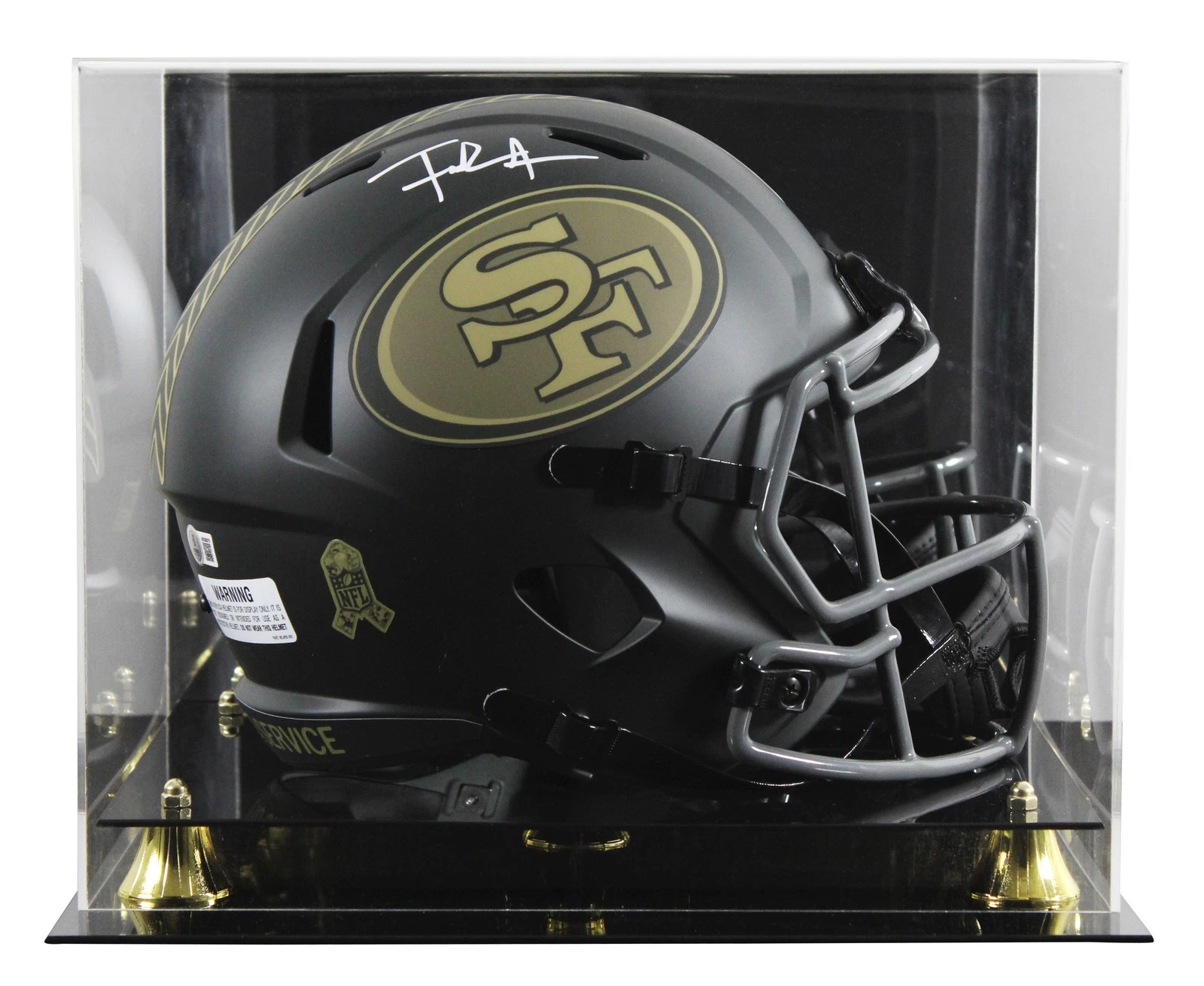 49ers Frank Gore Signed STS IV Full Size Speed Rep Helmet W/ Case BAS Witnessed