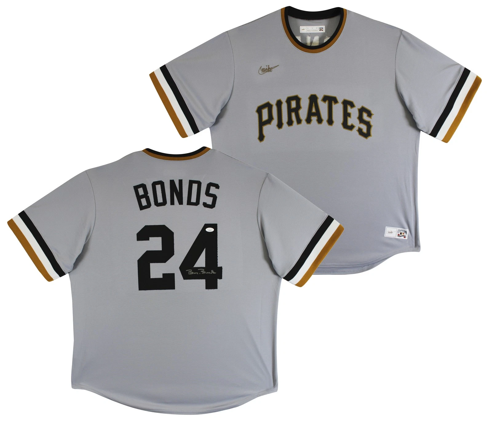 Pirates Barry Bonds Authentic Signed Grey Nike Cooperstown Collection Jersey JSA