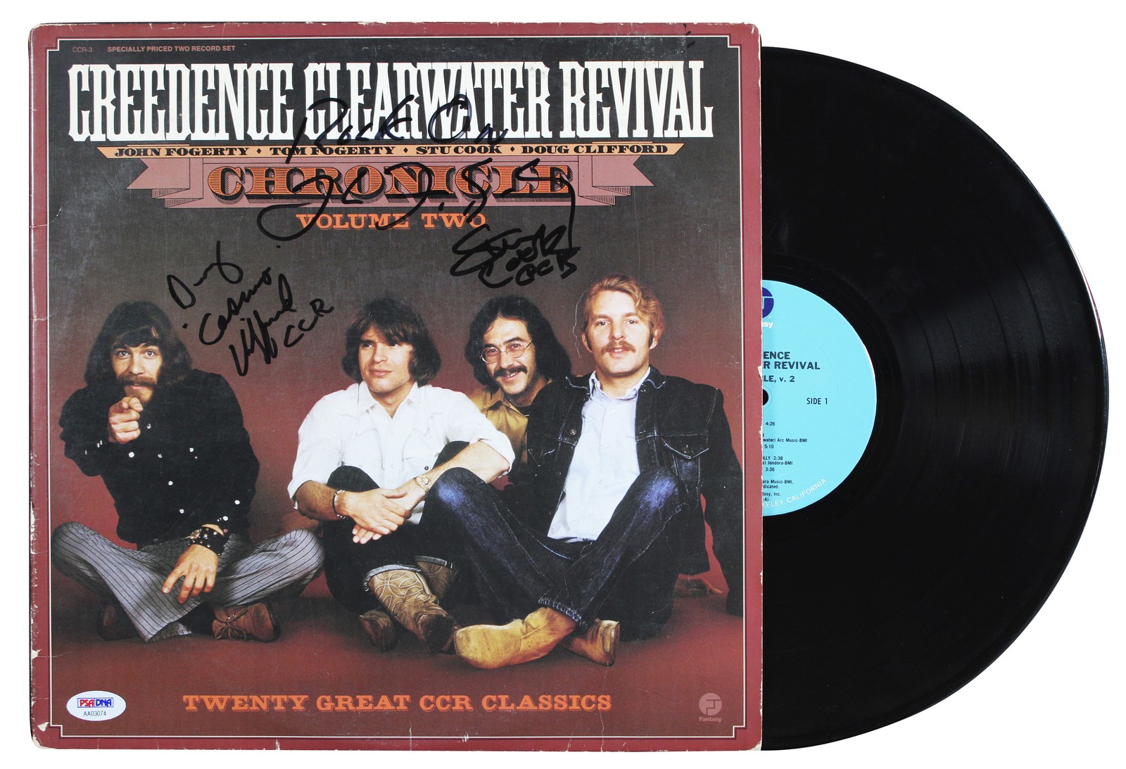 Creedence Clearwater Revival Fogerty, Cook & Clifford Signed Chronicle Album PSA
