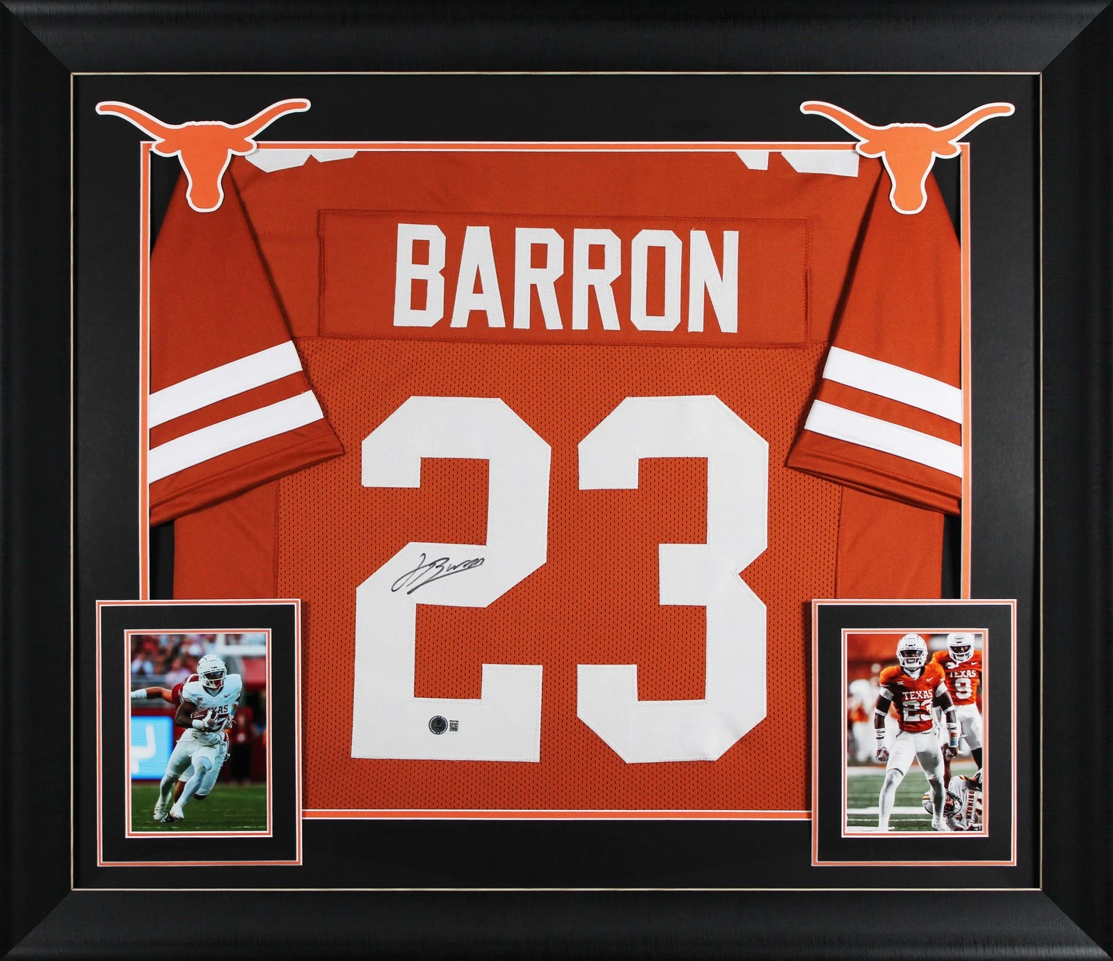 Texas Jahdae Barron Signed Burnt Orange Pro Style Framed Jersey BAS Witnessed
