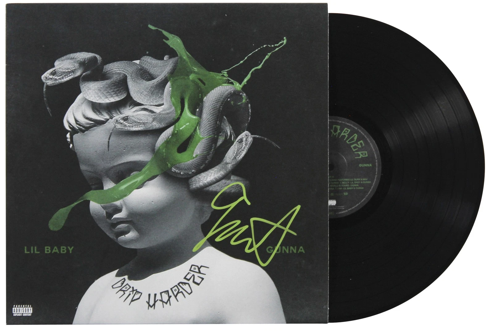 Gunna Authentic Signed Drip Harder Album Cover W/ Vinyl Autographed BAS #BN06557