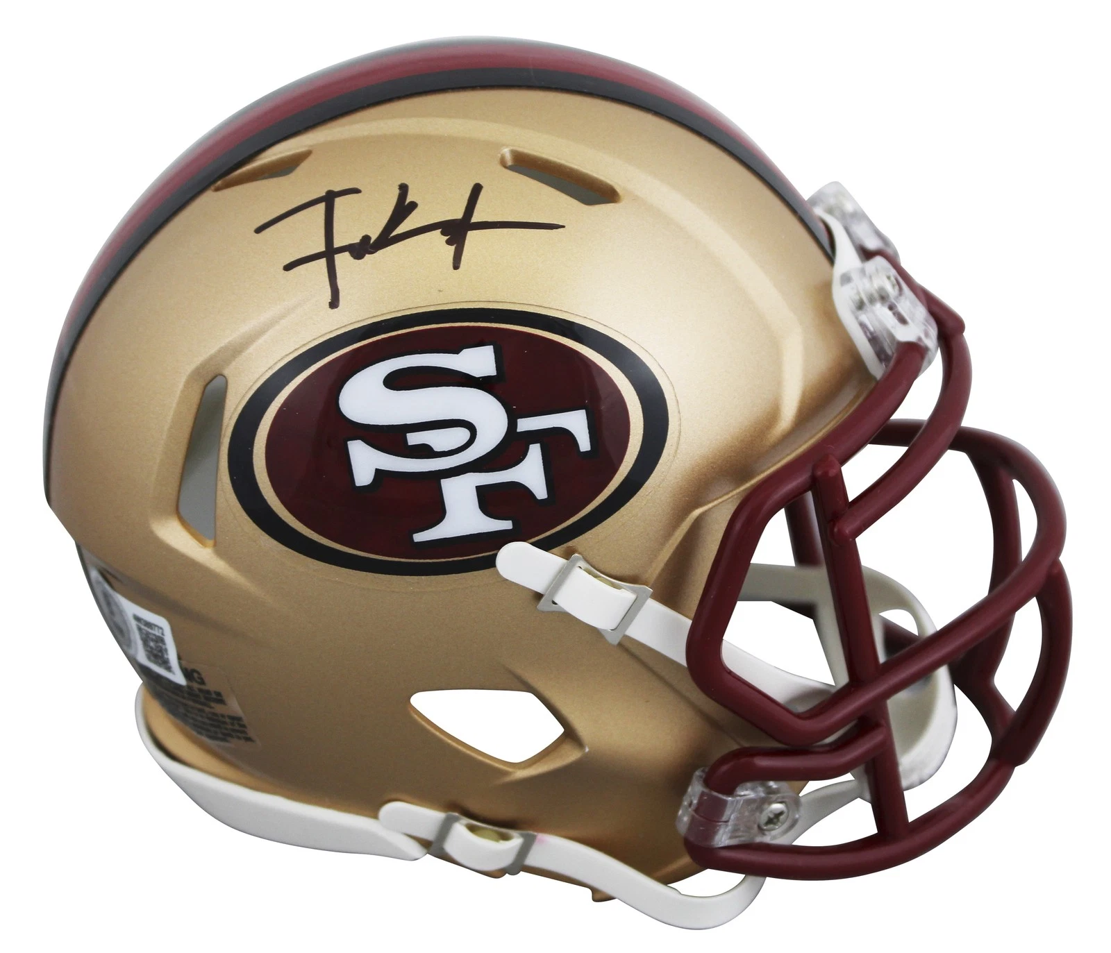 49ers Frank Gore Signed 1996-08 Throwback Speed Mini Helmet BAS Witnessed
