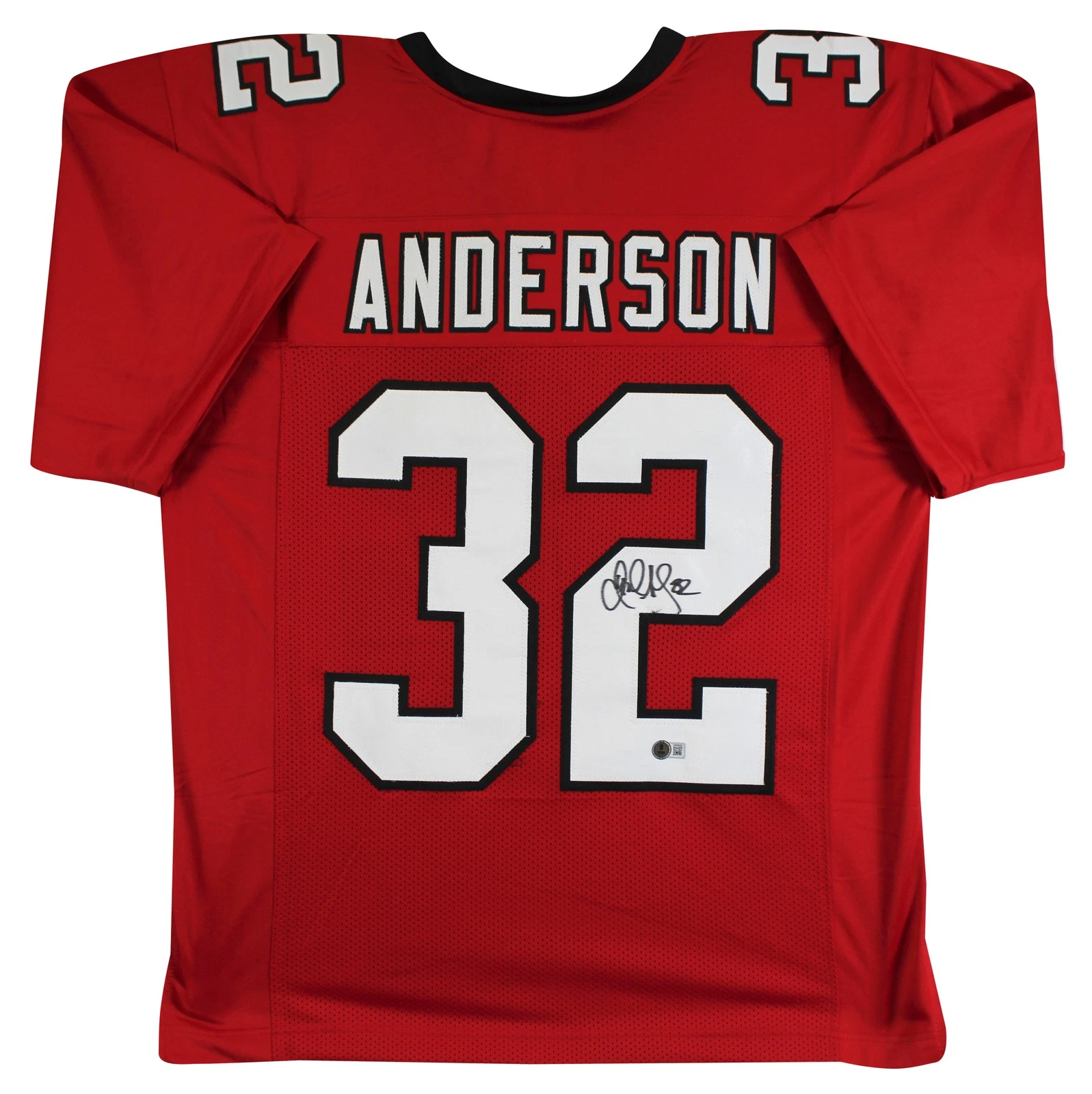 Jamal Anderson Authentic Signed Red Pro Style Jersey Autographed BAS Witnessed