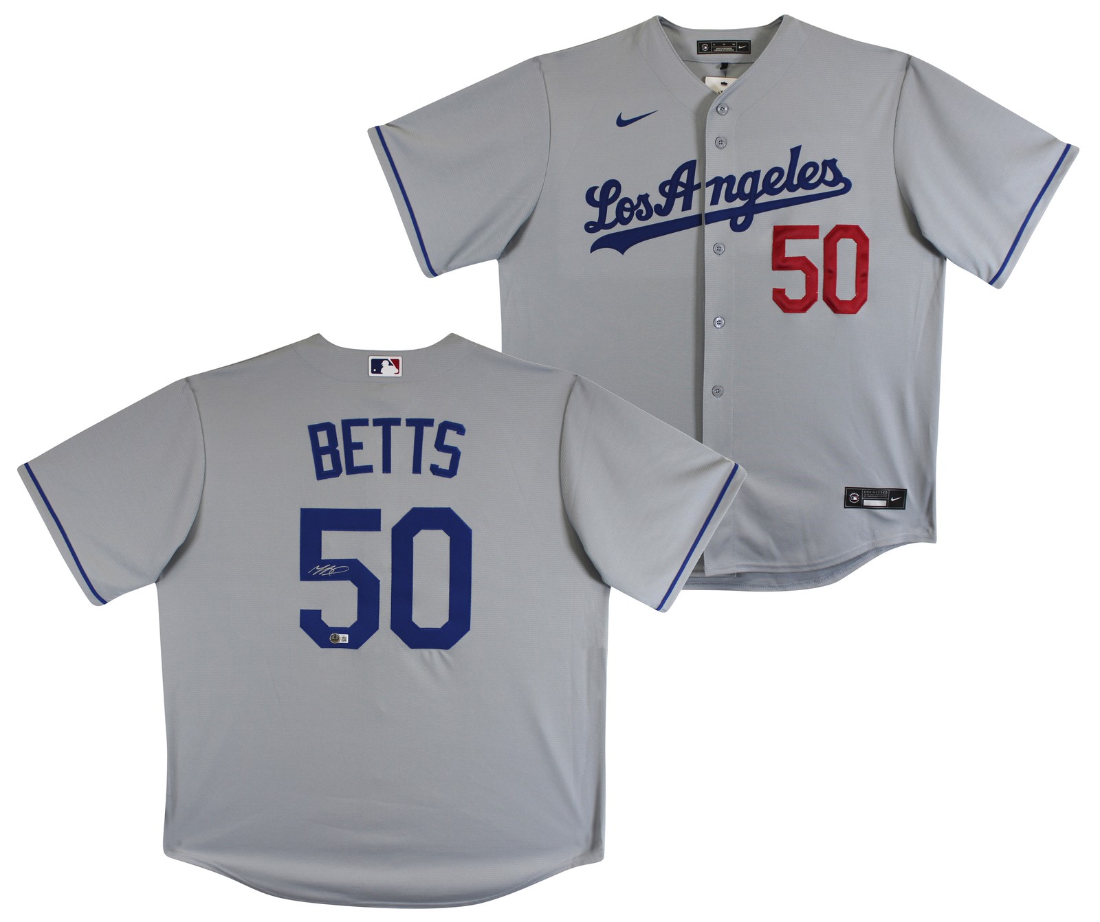 Dodgers Mookie Betts Authentic Signed Gray Nike Jersey Autographed BAS