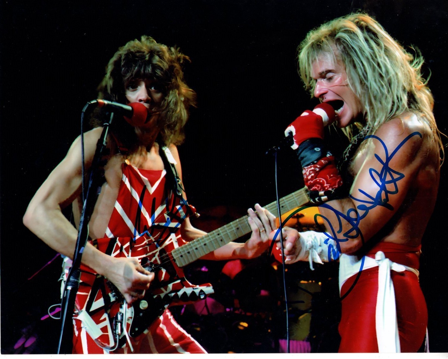 DAVID LEE ROTH and EDDIE VAN HALEN Signed 8x10 Photo w/ Hologram COA