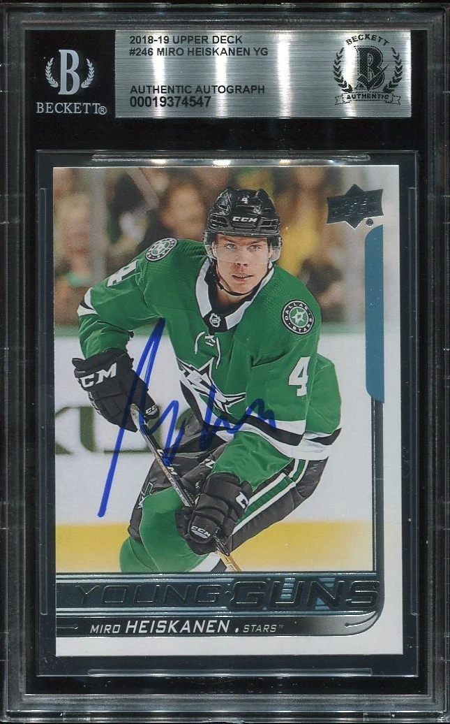 MIRO HEISKANEN signed auto 2018-19 UD YOUNG GUNS ROOKIE CARD RC YG BECKETT BAS