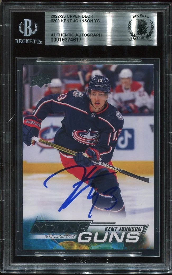 KENT JOHNSON signed auto 2022-23 UD YOUNG GUNS ROOKIE CARD RC YG BECKETT BAS