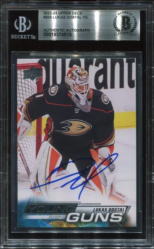LUKAS DOSTAL signed auto 2022-23 UD YOUNG GUNS ROOKIE CARD RC YG BECKETT BAS