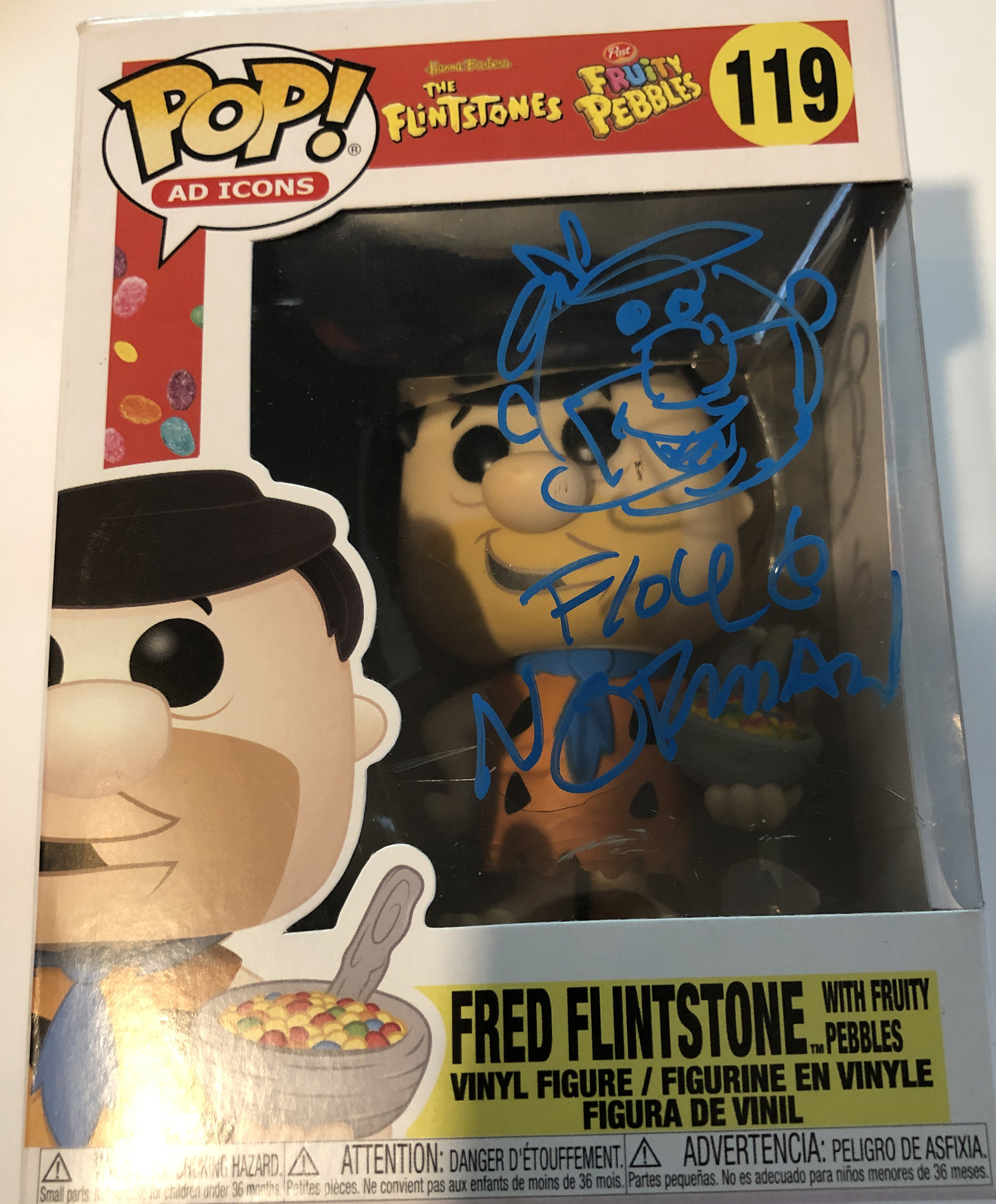 The Flinstones Fred Flinstone Funko Pop Signed & Sketch By Floyd Norman JSA COA