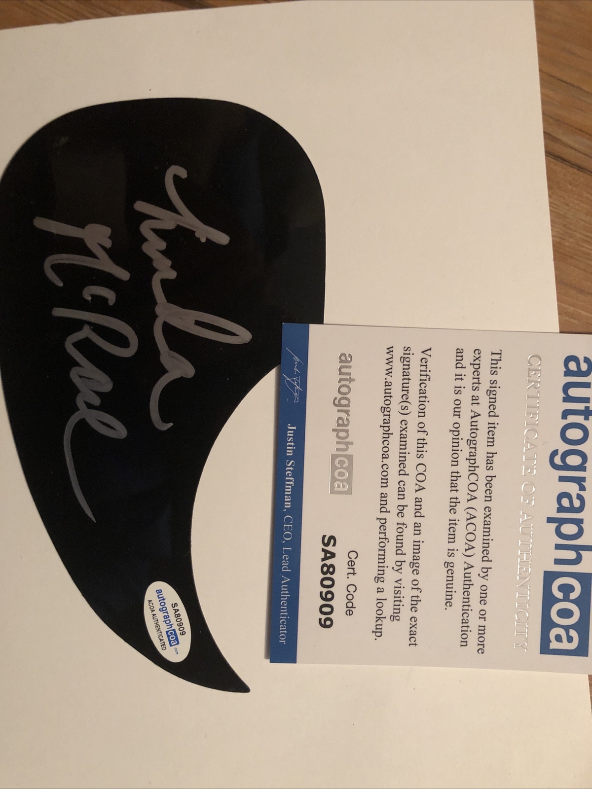 LINDA MCRAE SPIRIT OF THE WEST SIGNED AUTOGRAPH ACOUSTIC PICKGUARD ACOA COA