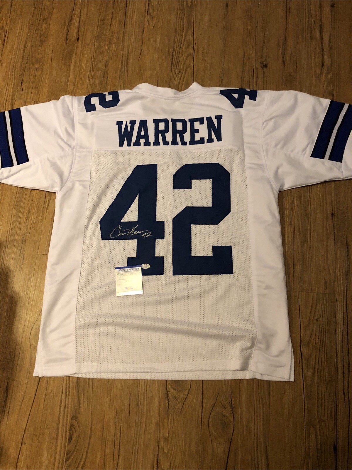 DALLAS COWBOYS CHRIS WARREN SIGNED Autographed Dallas Cowboys Custom JERSEY PSA