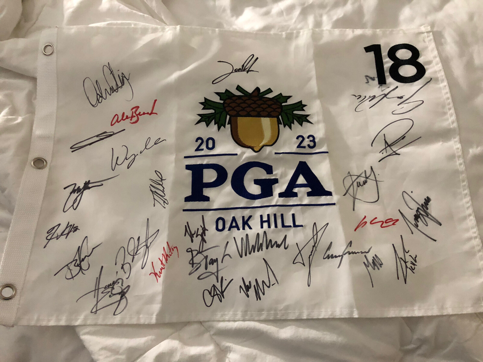 2023 PGA CHAMPIONSHIP SIGNED FLAG JON RAHM FINAU gtp Jsa Psa schauffele hovland