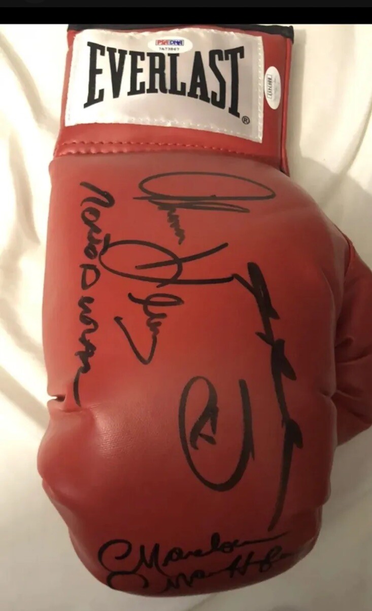 BOXING FOUR KINGS SIGNED GLOVE MARVIN HAGLER SUGAR RAY DURAN THOMAS HEARNS JSA L