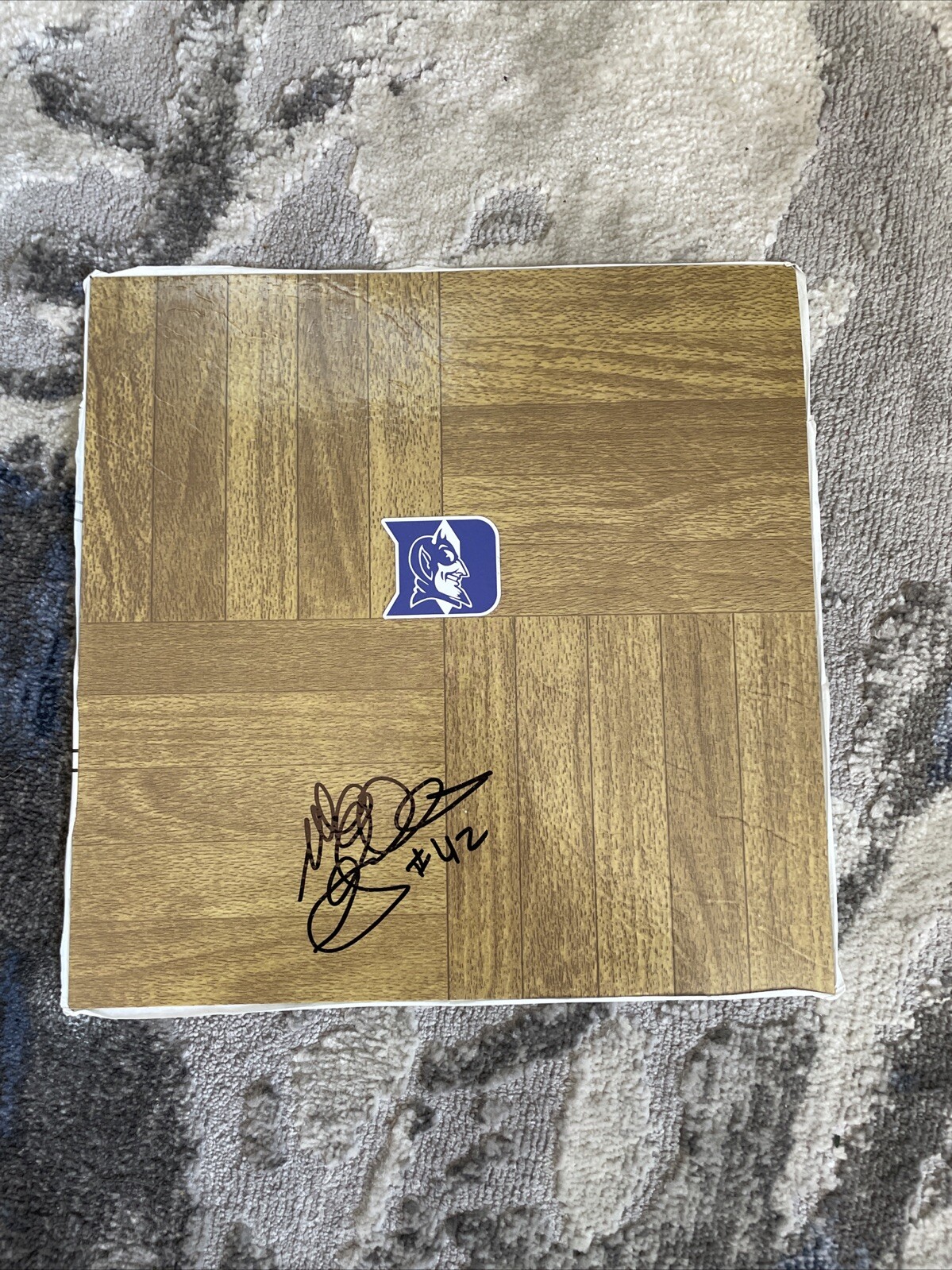 DUKE BLUE DEVILS MIKE GMINSKI SIGNED AUTOGRAPHED FLOOR BOARD COA NETS 76ers