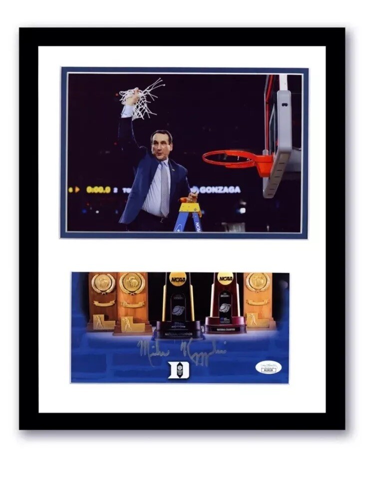 DUKE BLUE DEVILS- MIKE KRZYZEWSKI  AUTOGRAPHED SIGNED  CUT FRAMED JSA COA 11/14