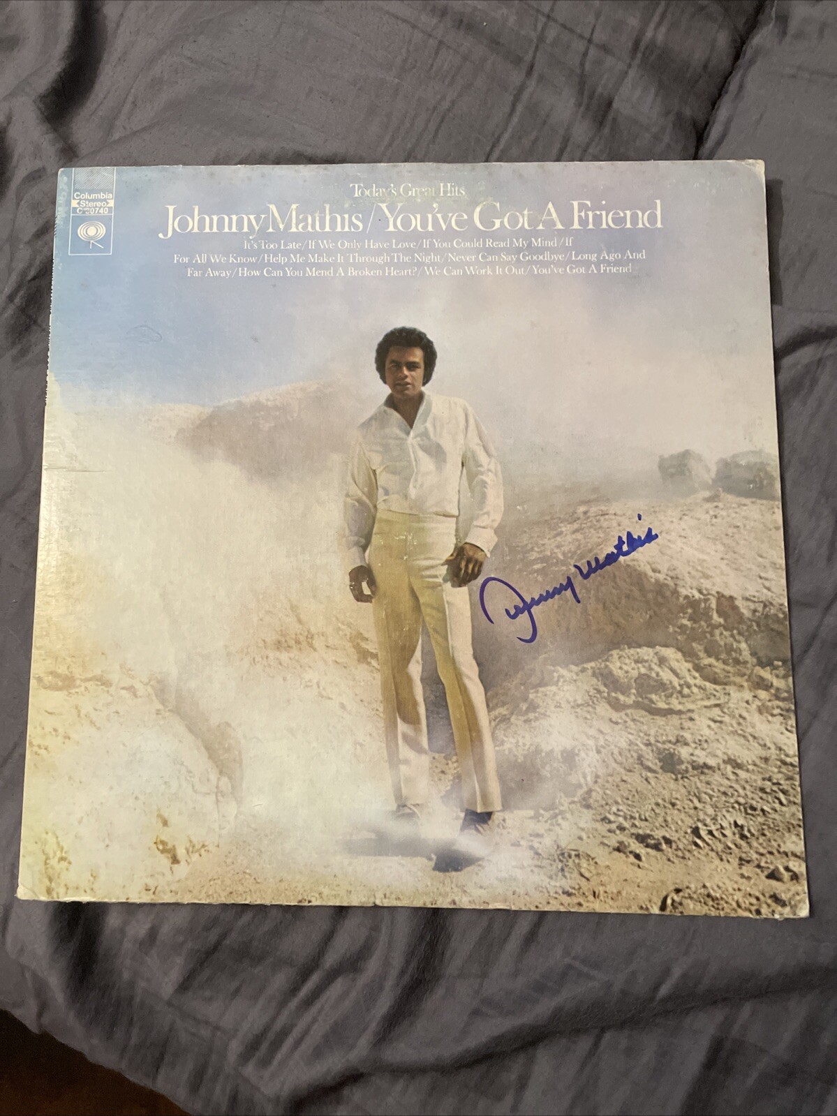 Johnny Mathis Music Star Signed You've Got A Friend Autographed Vinyl Album ACOA