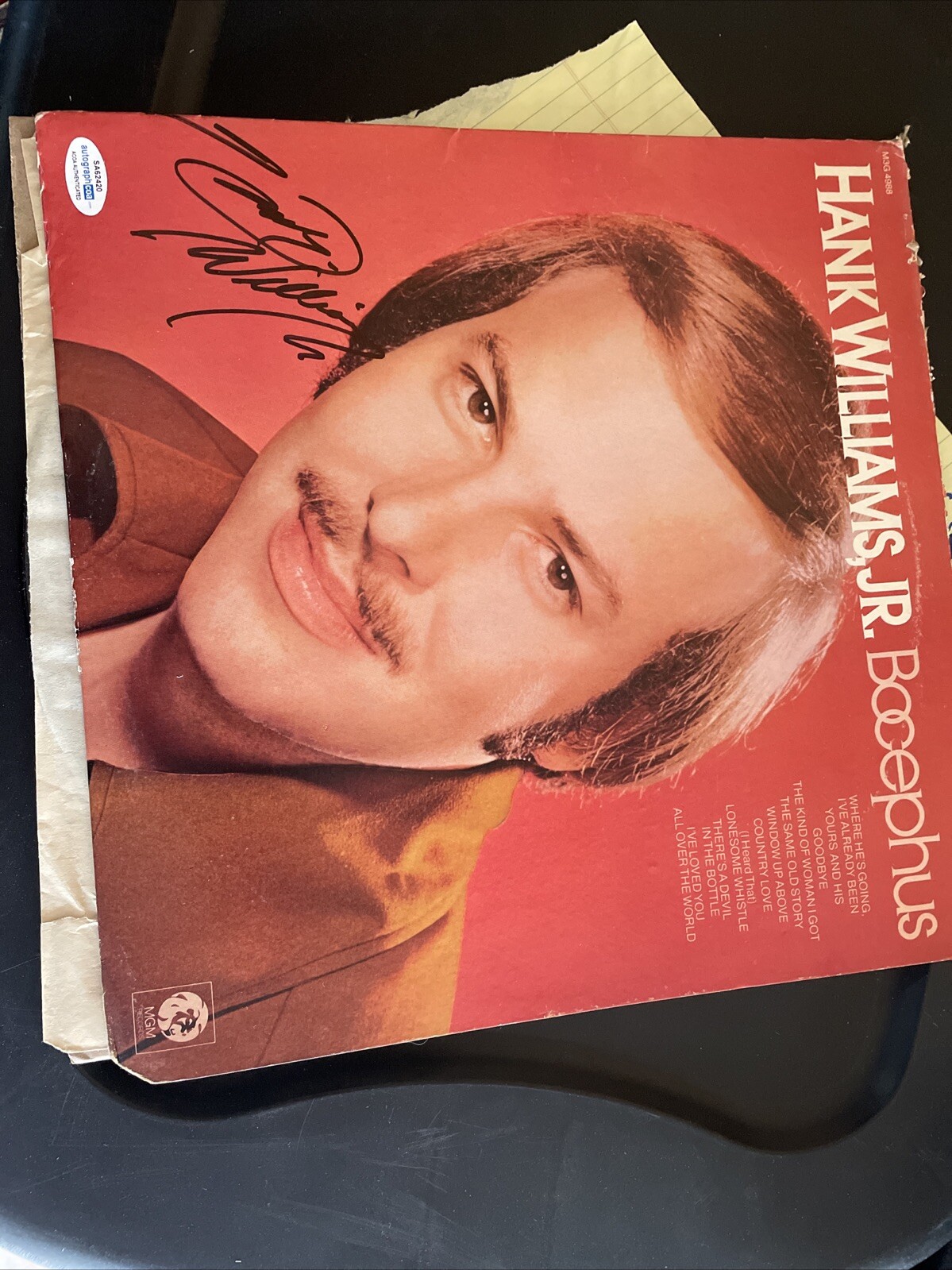 HANK WILLIAMS JR SIGNED AUTOGRAPHED BOCEPHUS VINYL ACOA CERT COUNTRY STAR