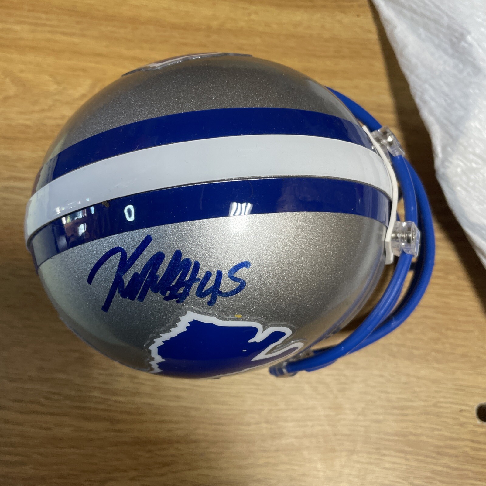 DETROIT LIONS-KURT SCHULZ SIGNED AUTOGRAPHED MINI HELMET TRI STAR BILLS