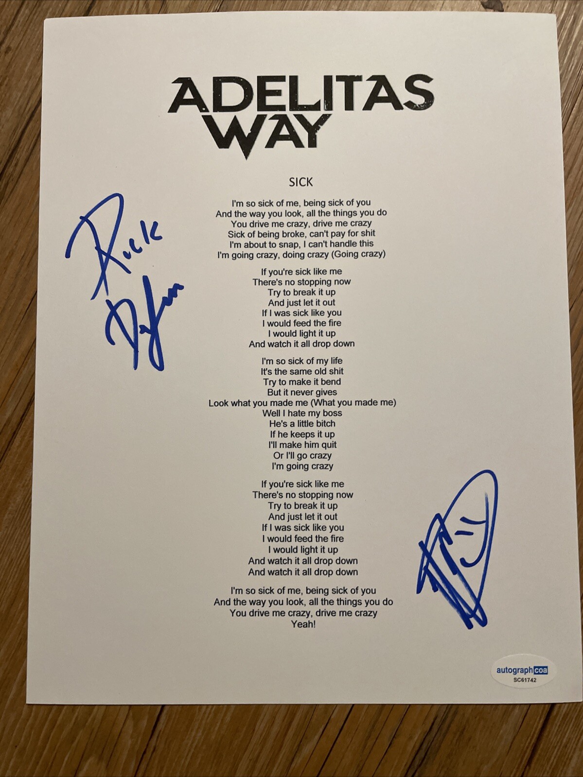 ROCK BAND ADELITAS WAY SIGNED AUTOGRAPHED SCRIPT COVER ACOA CERTIFIED DEJESUS