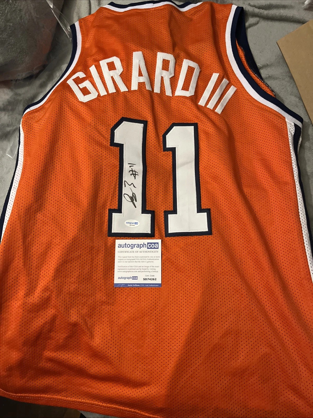 SYRACUSE ORANGE- JOE GIRARD SIGNED AUTOGRAPH JERSEY COA CUSE BASKETBALL ACOA COA