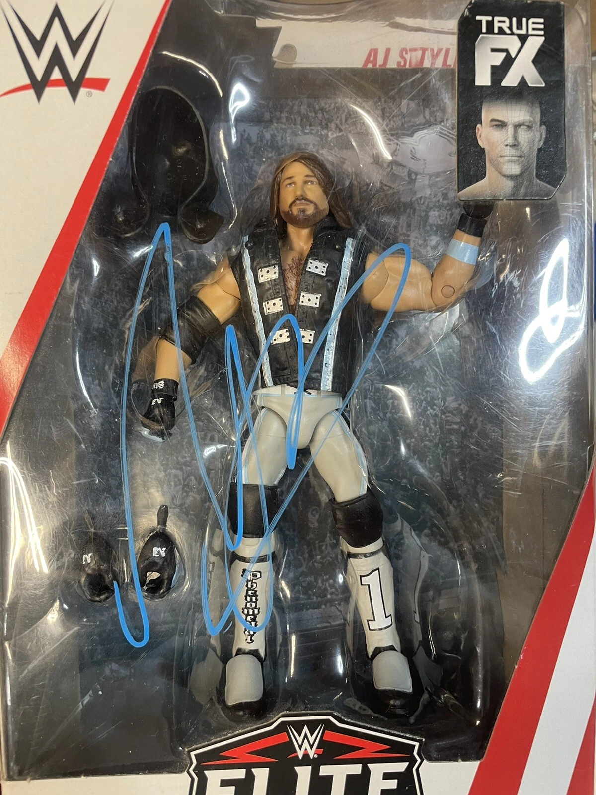 AJ Styles Signed Auto WWE Elite Mattel Toy Wrestling Action Figure JSA COA