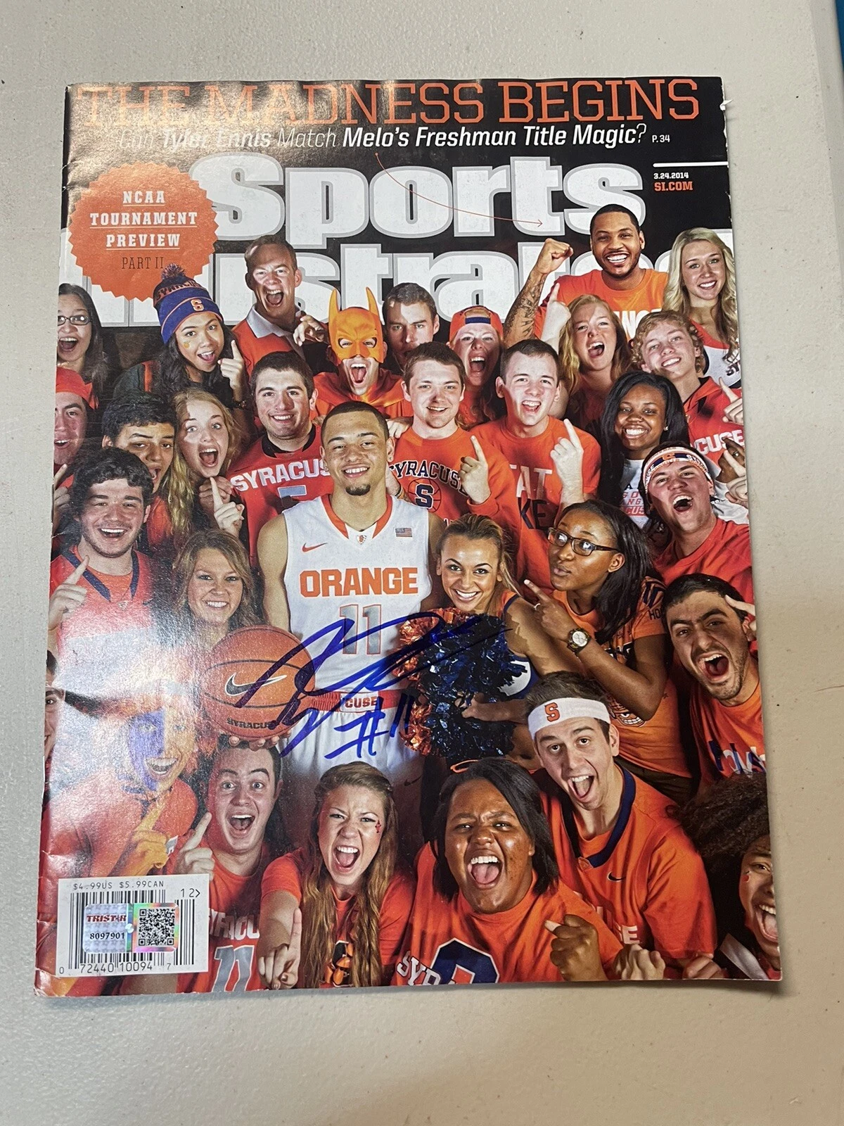 SYRACUSE ORANGE BASKETBALL TYLER ENNIS SIGNED SPORTS ILLUSTRATED MAG TRISTAR