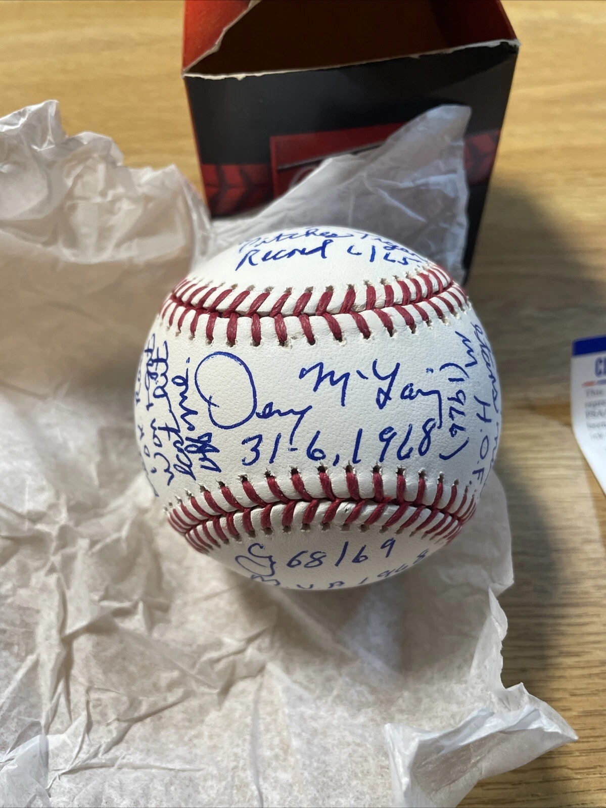 Denny McLain Multi Inscribed Stat Signed Official Major League Baseball PSA