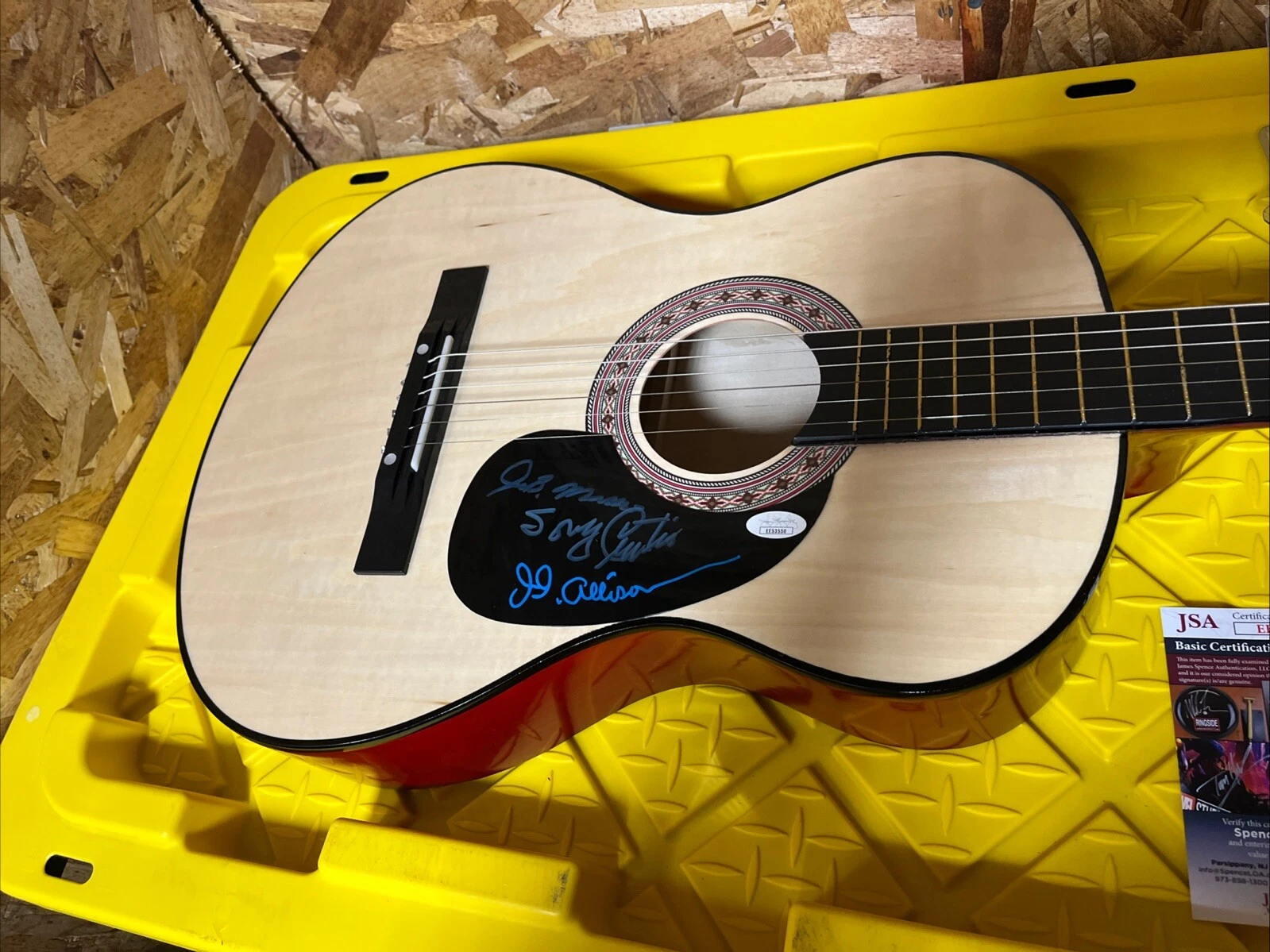 The Crickets Signed Autograph Guitar Jerry Allison JOE MAULDIN + SONNY JSA COA