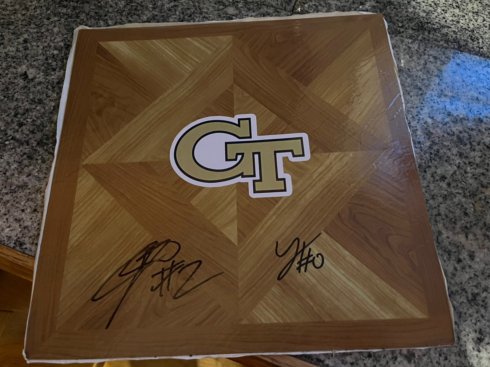 GEORGIA TECH BASKETBALL LANCE TERRY JAVIAN MCCOLLUM SIGNED AUTO FLOOR  BOARD COA