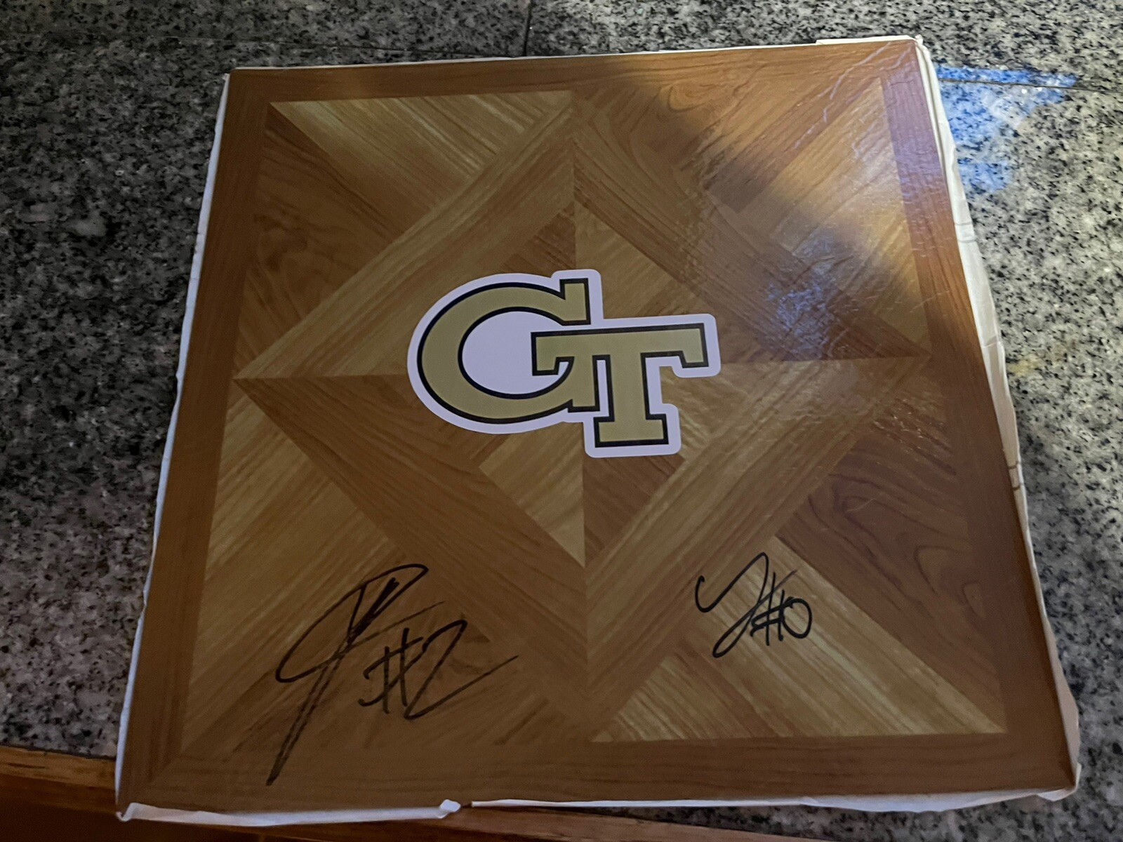 GEORGIA TECH BASKETBALL LANCE TERRY JAVIAN MCCOLLUM SIGNED AUTO FLOOR  BOARD COA