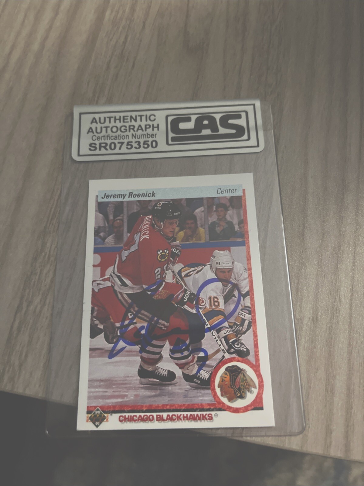 Jeremy Roenick signed 1990-91 Upper Deck French Rookie card  CAS  COA HOF