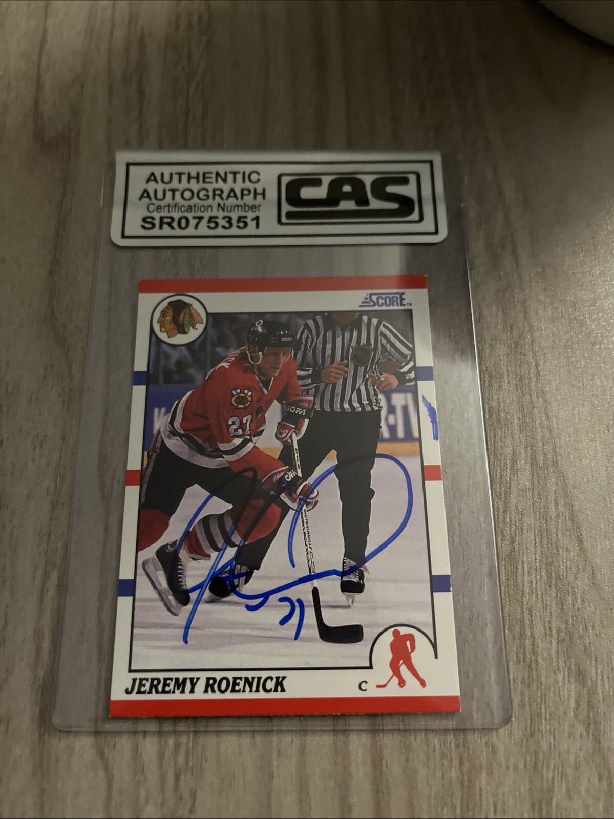 1990 Score #179 Jeremy Roenick Full Autograph Period Signed HOF Rookie CAS COA