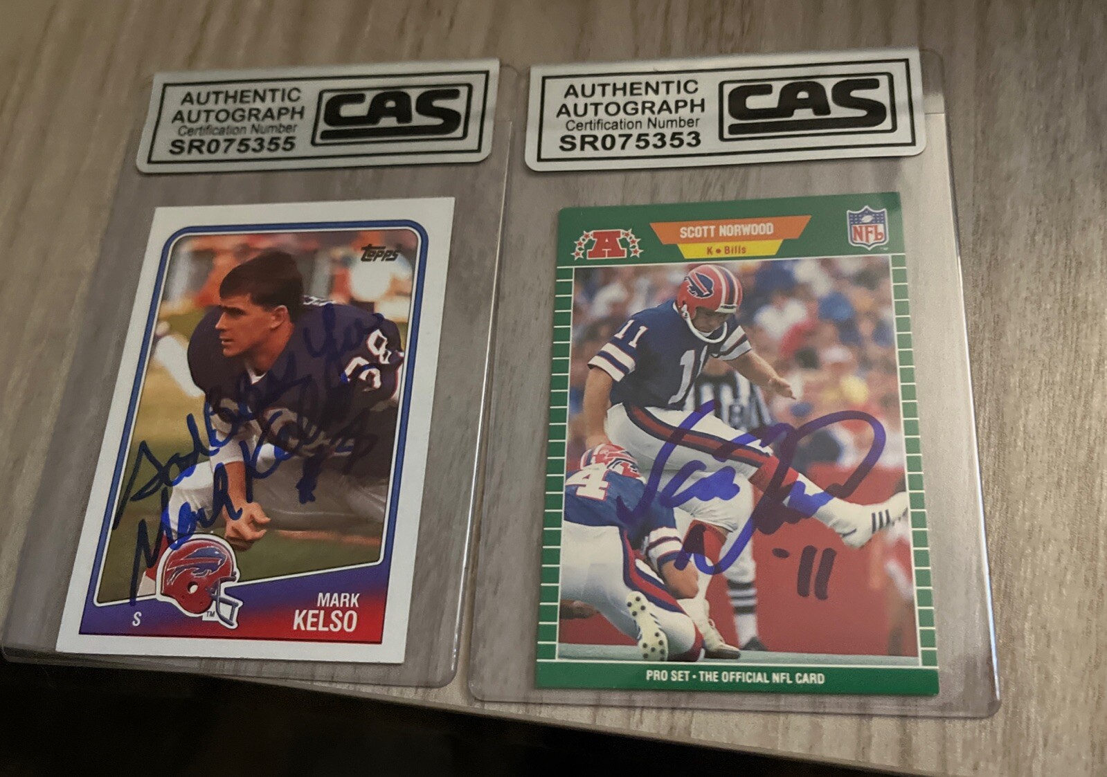 BUFFALO BILLS SCOTT NORWOOD MARK KELSO SIGNED CARD LOT CAS SLAB Rare Super Bowl
