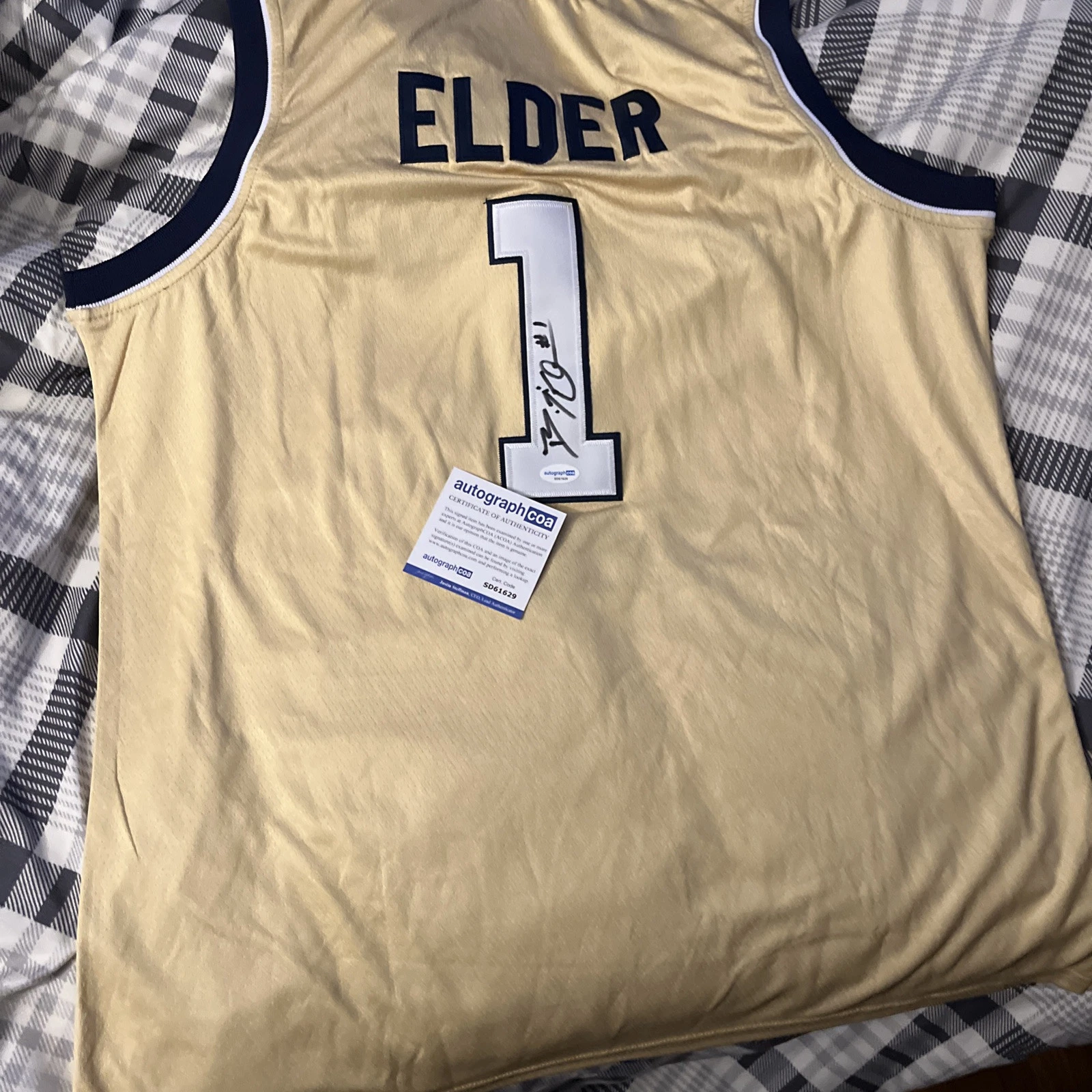 GEORGIA TECH BJ ELDER SIGNED AUTOGRAPHED JERSEY ACOA CERTIFIED
