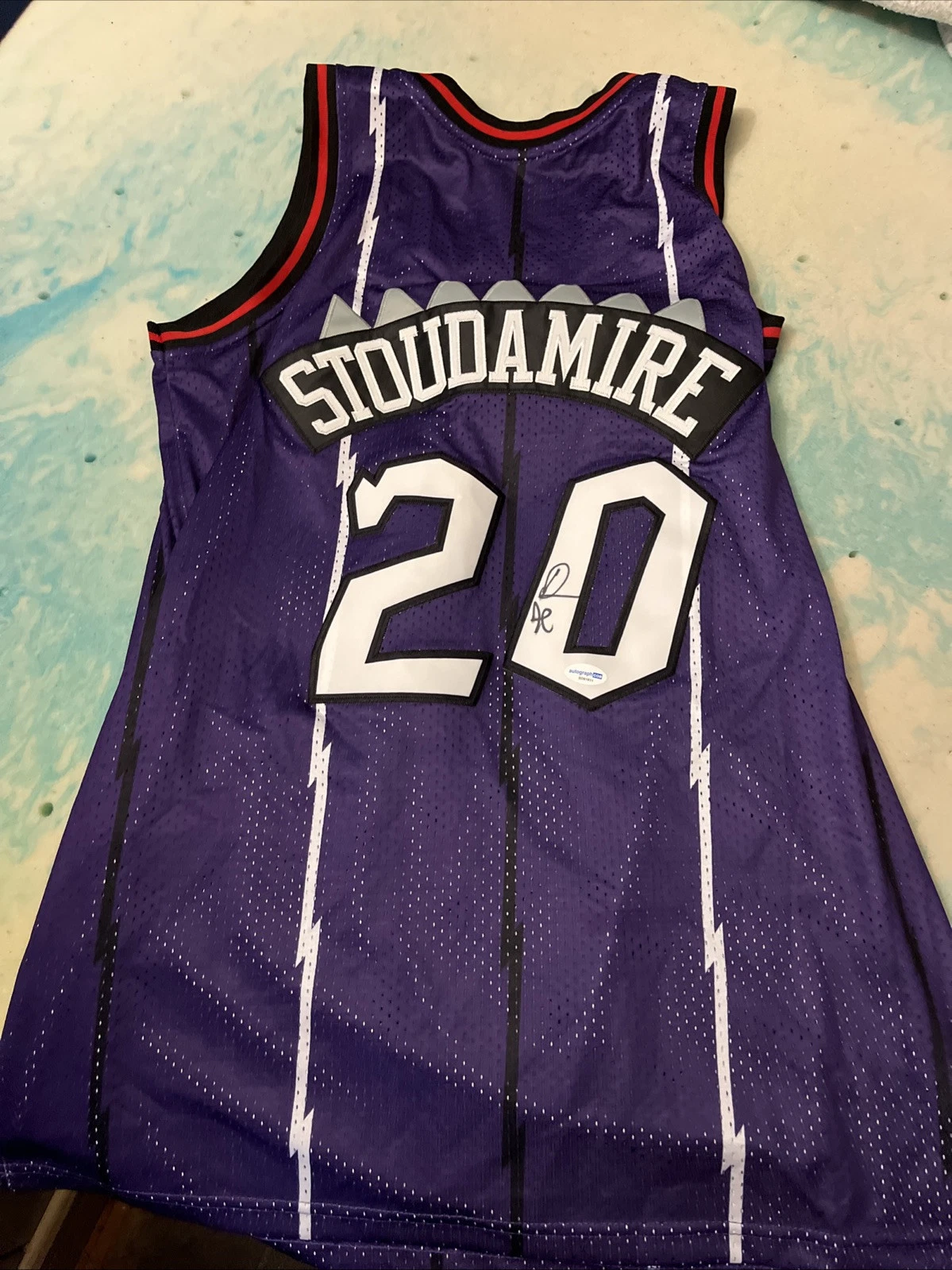 TORONTO RAPTORS DAMON STOUDAMIRE SIGNED AUTOGRAPHED JERSEY ACOA CERTIFIED LARGE