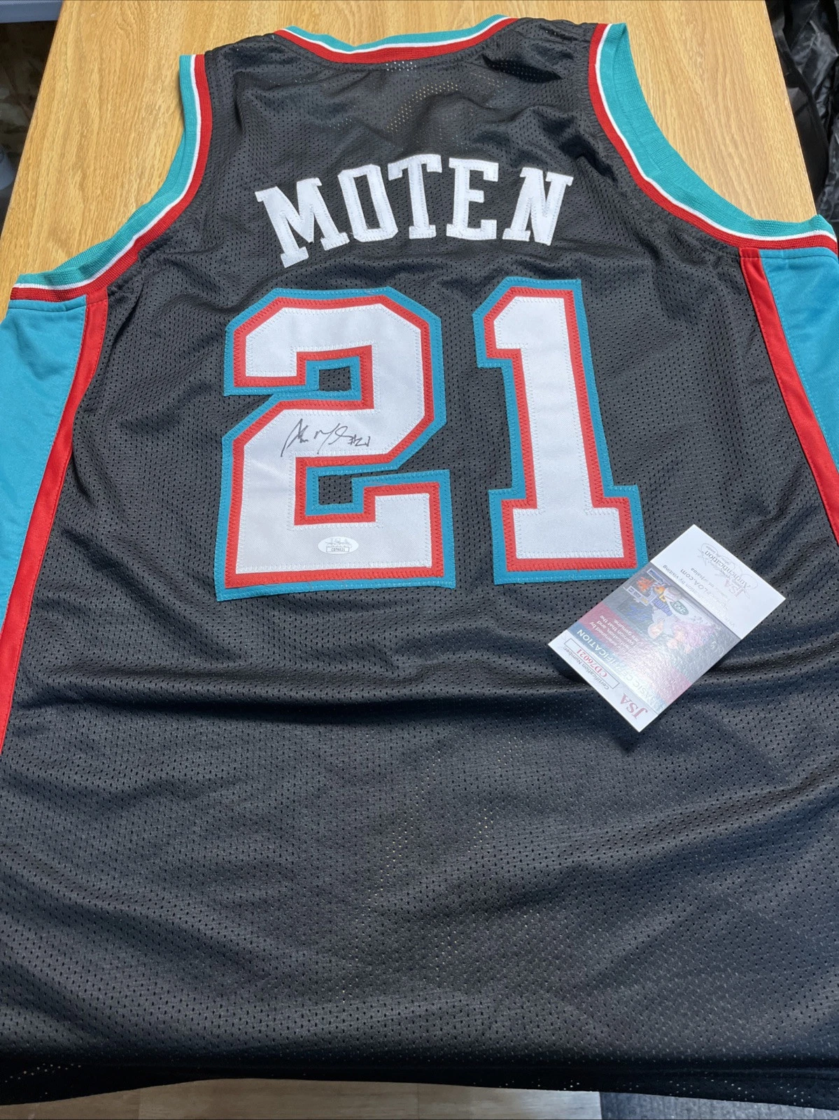 VANCOUVER GRIZZLIES LAWRENCE MOTEN SIGNED AUTOGRAPHED JERSEY JSA COA SYRACUSE