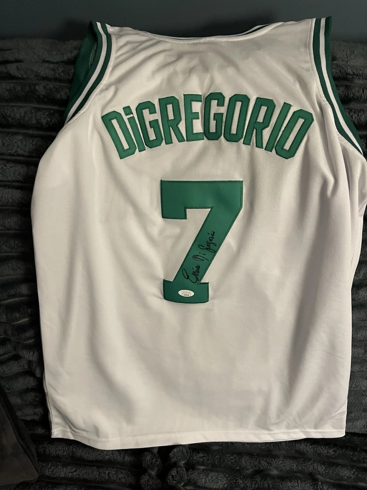 RARE BOSTON CELTICS ERNIE DIGREGORIO SIGNED AUTOGRAPHED JERSEY PROOF JSA COA l