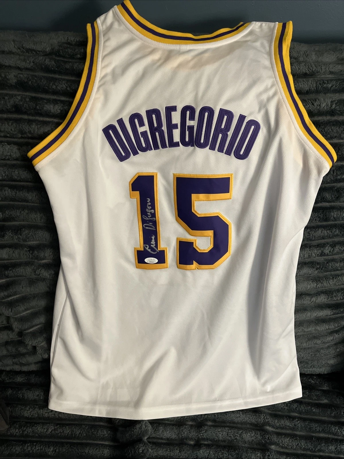 LOS ANGELES LAKERS-ERNIE DiGREGORIO SIGNED AUTOGRAPHED JERSEY JSA COA RARE LARGE