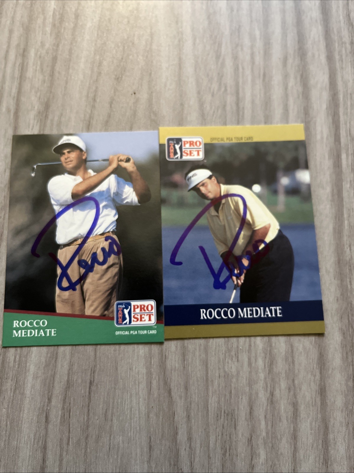 1990 & 1991 Pro Set PGA Tour Golf Rocco Mediate Signed Card Autographed Coa