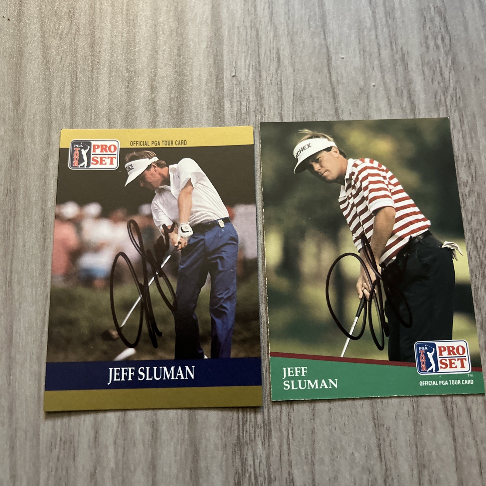 Jeff Sluman Signed Autographed 1990 & 1991 Pro Set PGA Tour Golf Cards COA